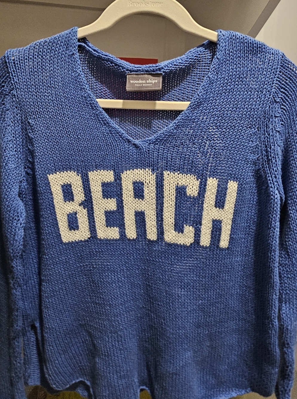 Wooden Ships BEACH Periwinkle Blue Open-Knit Crewneck Sweater Size XS